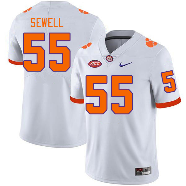 Men's Clemson Tigers Harris Sewell #55 College White NCAA Authentic Football Stitched Jersey 23DM30OX
